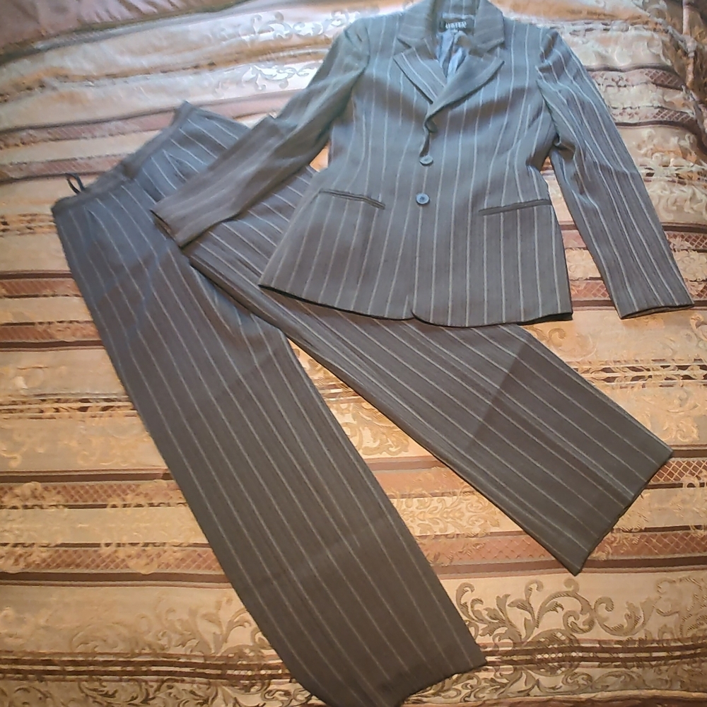 Kasper Gray Blazer Professional Pinstripe Elegance